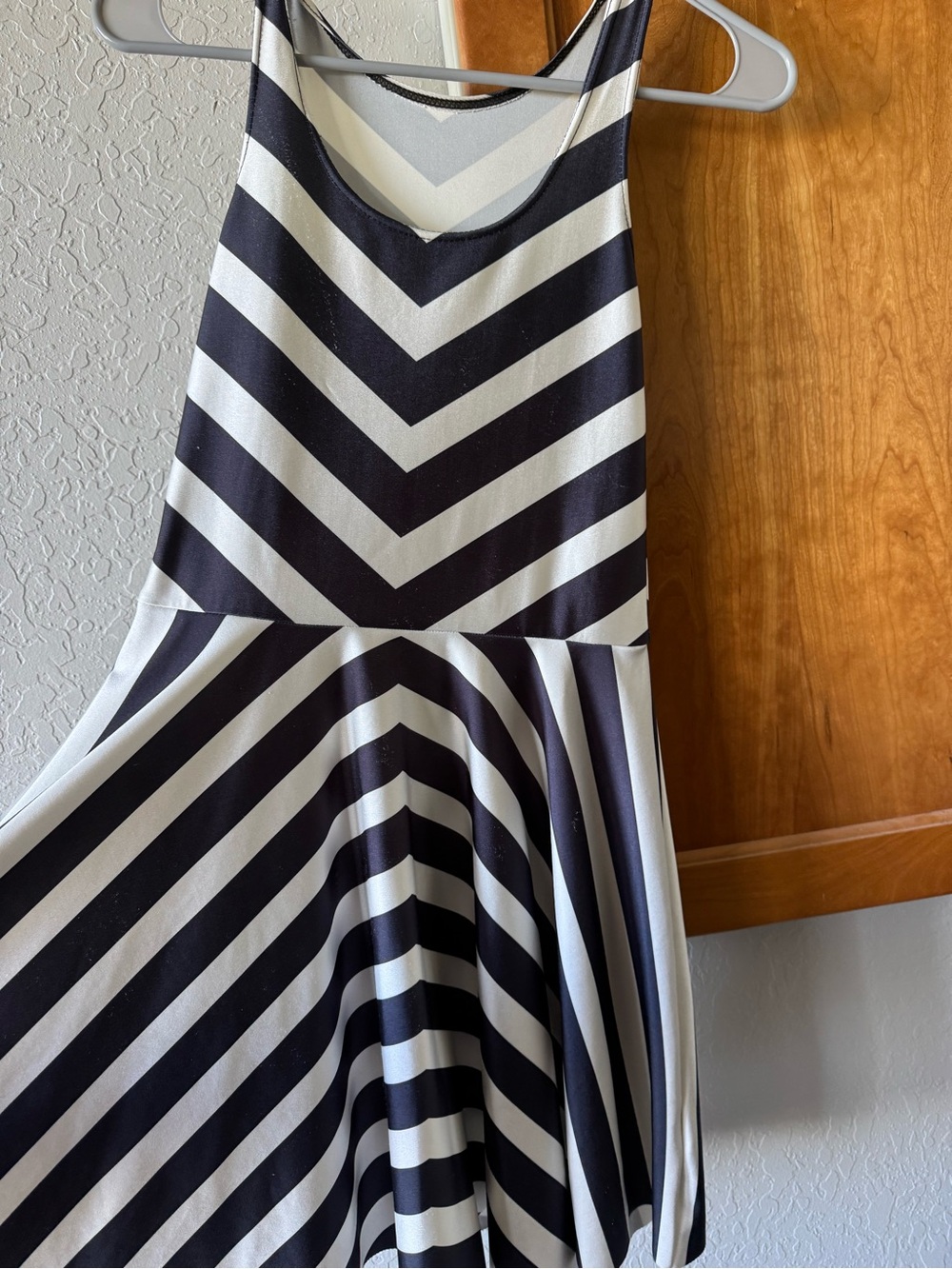 Black and White Chevron Fit-and-Flare Dress